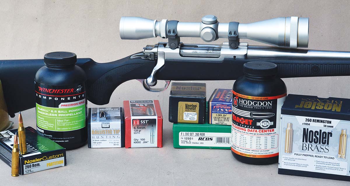 Brian used a Ruger M77 Mark II chambered in 260 Remington to develop “Pet Loads” data.